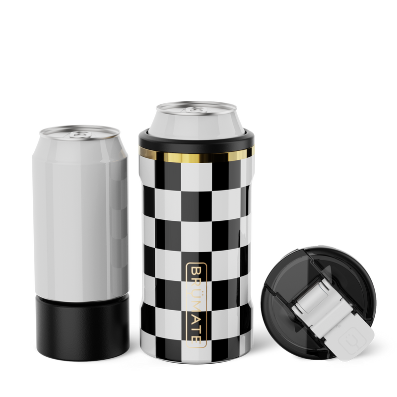 Hopsulator Trio V2 | Black & White Checker | 12/16oz Standard Cans